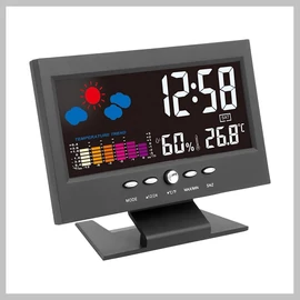 Digitális asztali óra hőmérővel,  időjárás-állomással, LCD-kijelzővel 594192