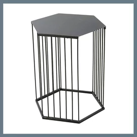 Hatszögletű fekete fém asztal 38 × 38 × 45 cm 78704