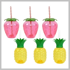 Ananász-Eper Hawaii Parti Pohár Készlet – 6 darabos – WF1356143