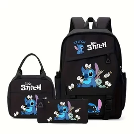 3 részes Stitch Rainbow Hátizsák szett – Fekete QJ1757416-F