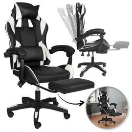 STRIKER ONE  gamer szék lábtartóval fekete-fehér –  KO31B