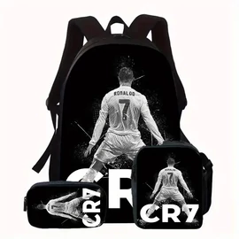 3 részes CR7 fekete-fehér Oxford szövet táskaszett – CU1975825