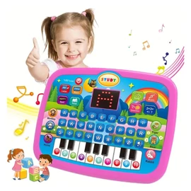 Gyerek tanuló tablet – zenélő és világító, 10 funkcióval, rózsaszín – UV380857-2