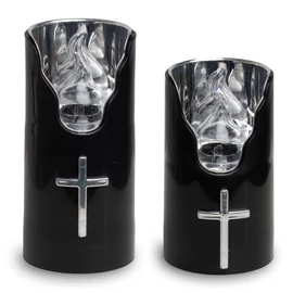 6db Elektromos LED mécses - Fekete-ezüst fehér lánggal 55532-7