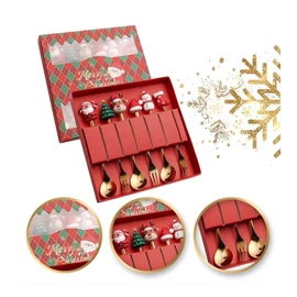 Karácsonyi kanál és villa készlet – 6 db (16,8 × 2,9 cm) LYZ5