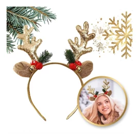 Karácsonyi rénszarvasos fejpánt arany agancsokkal – O538Z