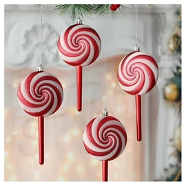 Karácsonyfadísz – Piros-fehér nyalóka,  1 db BSN32