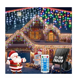 Napelemes jégcsap LED fényfüzér – 23,29 m, 780 LED, távirányítóval DU359771