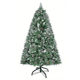 150 cm-es műfenyő – havas hatású, tobozokkal és bogyókkal díszítve TH429685