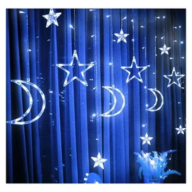 LED fényfüggöny csillag és hold formákkal – 2,5 m, 120 LED, hidegfehér fény CH-9531