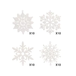 Karácsonyi hópehely dísz szett – 40 darabos, fehér BSN59