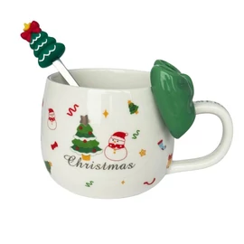 Karácsonyi bögre zöld masnival 400ml  – díszdobozos szett KB25ZIE