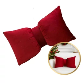 Velvet díszpárna nagy piros masni forma – 30 × 50 cm PDS23