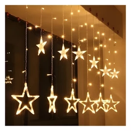 LED karácsonyi fényfüzér – Csillag alakú díszek, meleg fehér világítás DN-64