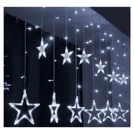 LED karácsonyi fényfüzér – Csillag alakú díszek, hideg fehér világítás DN-65