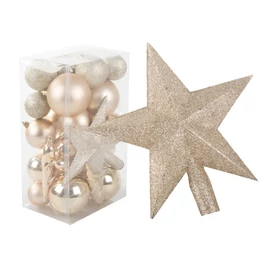 Karácsonyi díszkészlet – arany színű, 33 darabos (csillaggal) 26168

