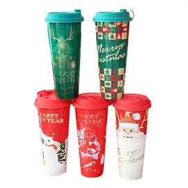 15 darabos karácsonyi pohár szett – 650 ml, zárt fedővel, újrahasználható műanyagból - WR8656918650