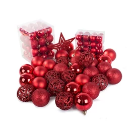 Karácsonyfadísz készlet 100 darabos – piros színben 26011_CZE