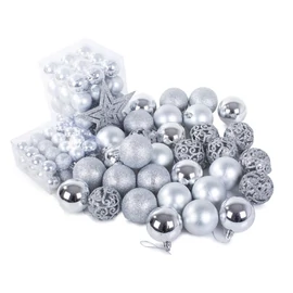 Karácsonyfadísz készlet 100 darabos – ezüst színben 26011_S