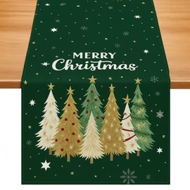 Karácsonyi asztali futó 180 x 33 cm – zöld, fenyőfás minta – BZK06