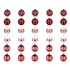 Karácsonyfadísz szett – 30 darabos, 5 cm, piros-fehér mintás 26170
