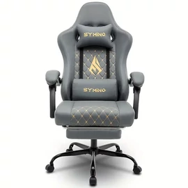 SYMINO Ergonómikus Gamer Szék Lábtartóval Szürke JD183437-SZ