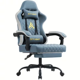 SYMINO Ergonómikus Gamer Szék Lábtartóval Világoskék JD183437-VK