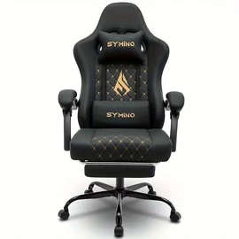 SYMINO Ergonómikus Gamer Szék Lábtartóval Fekete JD183437