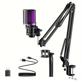 ZealSound USB kondenzátoros RGB mikrofon szett állvánnyal EB308457