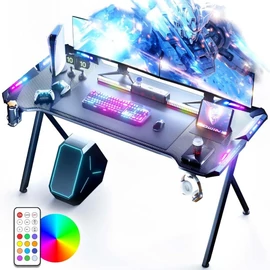Dowinx RGB gamer számítógépasztal 160x60cm karbon szálas Fekete holm40037