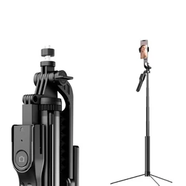 2 az 1-ben Extra Magas Bluetooth Szelfibot és Háromlábú Állvány – 178 cm (Fekete) 04138