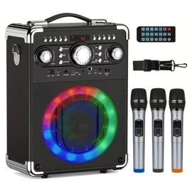 Hordozható karaoke hangszóró 2 mikrofonnal RGB világítással UJ4351202
