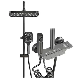 Prémium Piano Gombos Zuhanyrendszer – Elegáns Szürke Kivitel, 4 Vízkimenettel holm0786