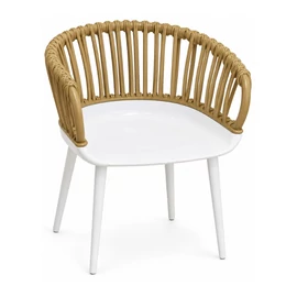 Rattan hatású kerti szék fehér ülőfelülettel RKSZ-1