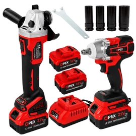 OPEX TOOLS akkumulátoros sarokcsiszoló és ütvecsavarozó készlet 21V 28006