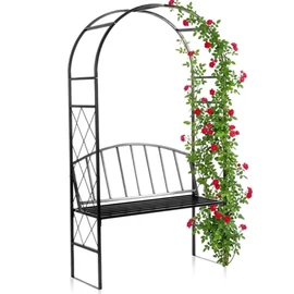 Kerti pergola fekete fém paddal – 115x50x210 cm 339538