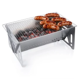 Összecsukható acél faszenes grillsütő – 40x24x17 cm, ezüst színben 489384