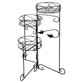 Fekete fém 3-szintes virágtartó állvány – 66 cm 568168