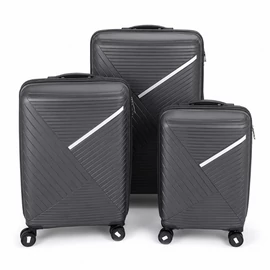 3 részes keményfedeles gurulós bőrönd szett – szürke GB-02