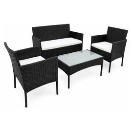 Kerti rattan hatású bútor szett üvegasztallal – 4 részes KR1