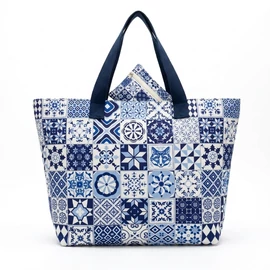 Portugál Azulejo Mintás Strandtáska és Neszesszer Szett TSK-02