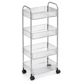 Mobil tárolópolc kerekekkel, 4 szintes, áttetsző, 36 × 26 × 95 cm SZ54