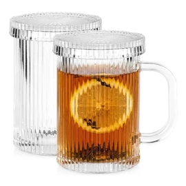 Üveg bögrék fedővel – 330 ml, 2 darab 139478