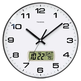 Nagyméretű falióra digitális naptár- és hőmérséklet-kijelzővel QV8846108