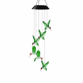 Napelemes kolibris szélcsengő kerti lámpa – színváltós LED-világítással 16029