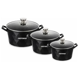 Cheffinger 6 részes márványbevonatos lábaskészlet üvegfedőkkel – 20/24/28 cm CF-DIAC03
