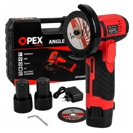 OPEX Tools OPX28003 akkumulátoros sarokcsiszoló 800 W, 2 akkumulátorral, 2 tárcsával 28003