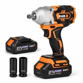 BLACK 21V akkumulátoros ütvecsavarozó 500 Nm, 2×4 Ah akkumulátorral – 12033