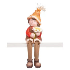 Kerámia kisfiú virággal kerti dekoráció – 17 × 16,5 × 32 cm 8090873