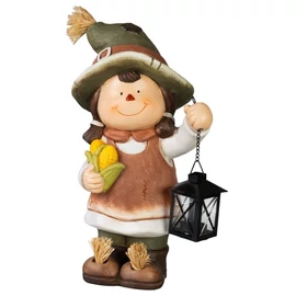 MagicHome Nature lány madárijesztő kukoricával és lámpással – 19,5 × 23,5 × 41 cm 8092403